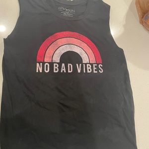 NO BAD VIBES TANK.   XL, but I wear large and fits me fine.